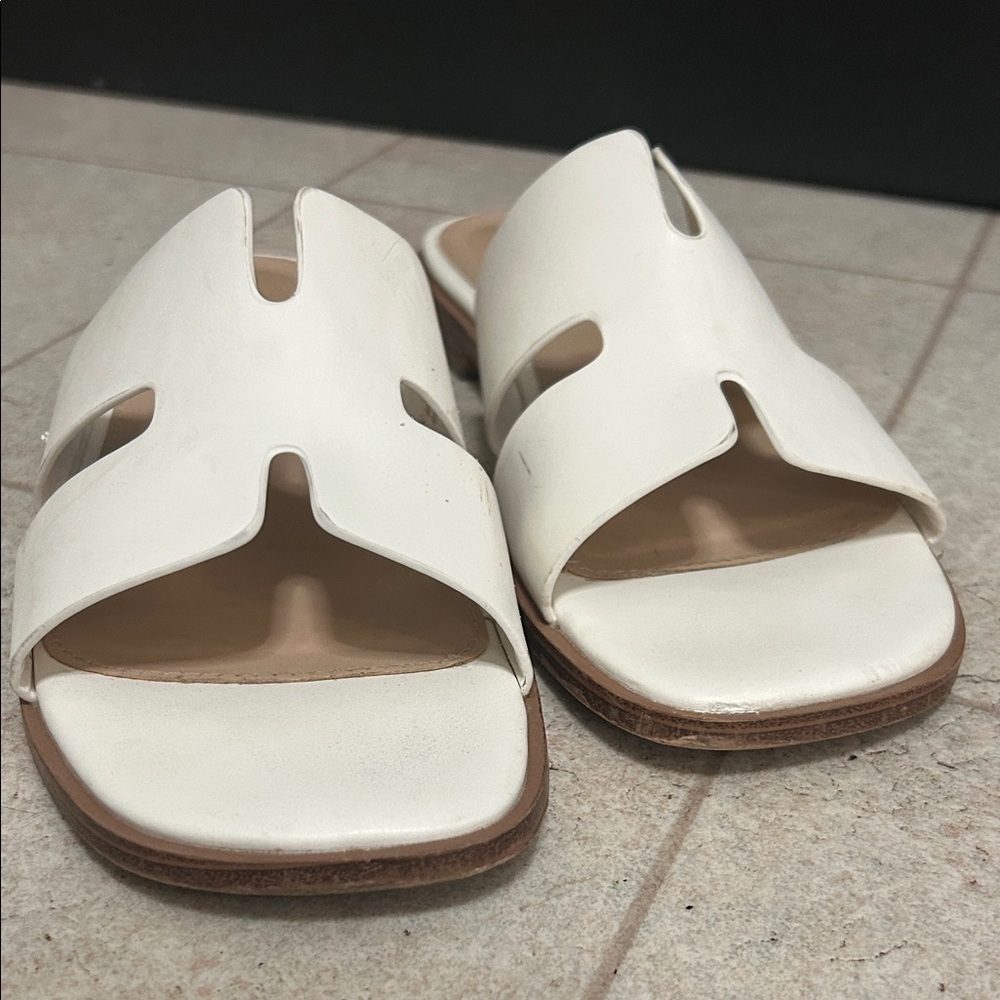 Women's White Slide Sandals - Picture 2 of 2